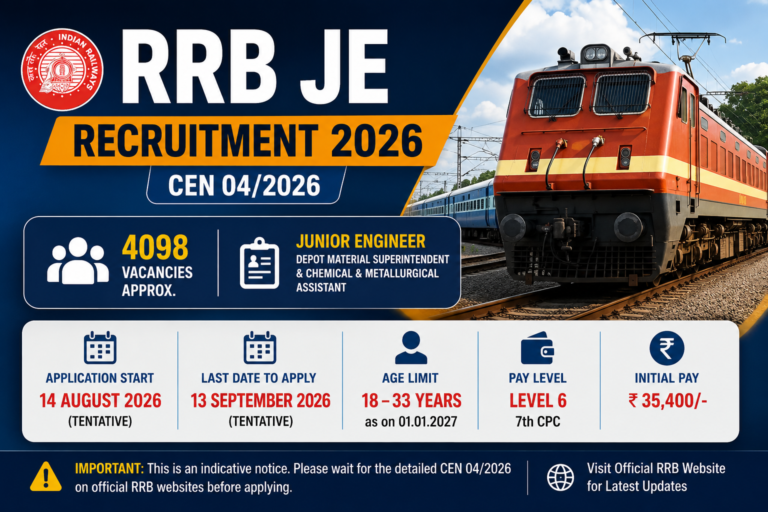 RRB JE Recruitment 2026