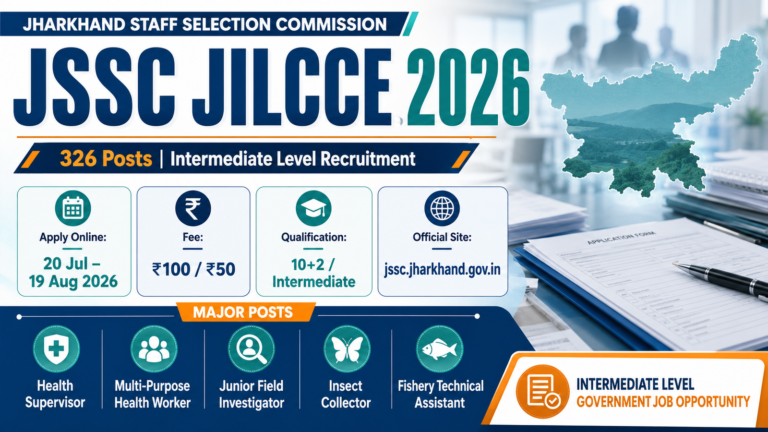 JSSC JILCCE Recruitment 2026 notification for 326 intermediate-level government job vacancies