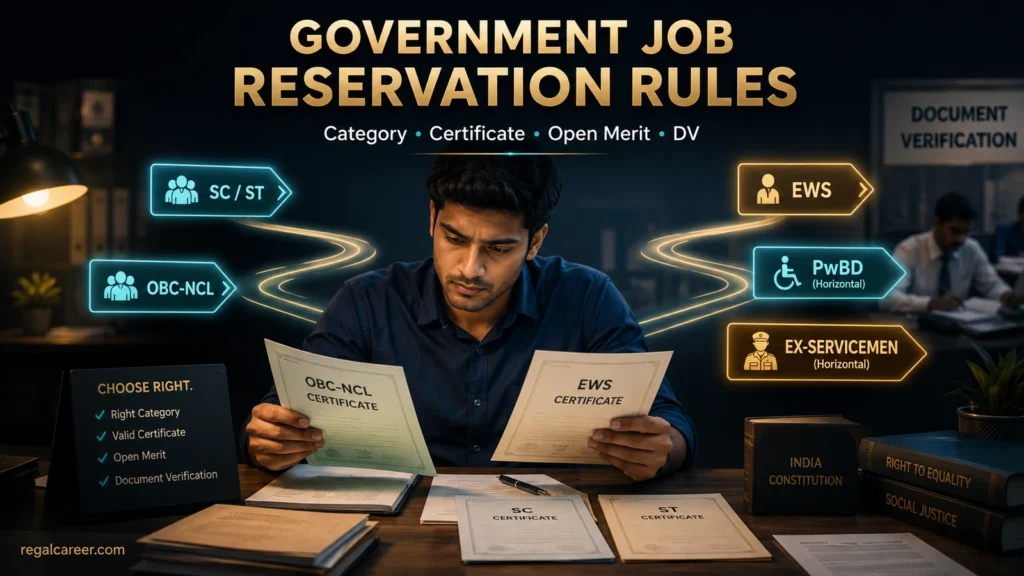 Government Job Reservation Rules: SC/ST, OBC-NCL, EWS, PwBD, Ex-Servicemen & Category Certificates