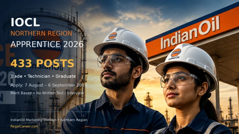 IOCL Northern Region Apprentice Recruitment 2026 for 433 Trade Technician and Graduate apprentice seats