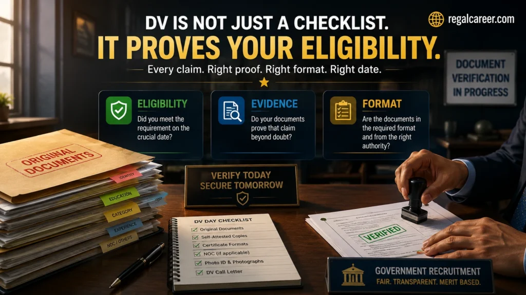 Government job DV eligibility evidence and format verification explained