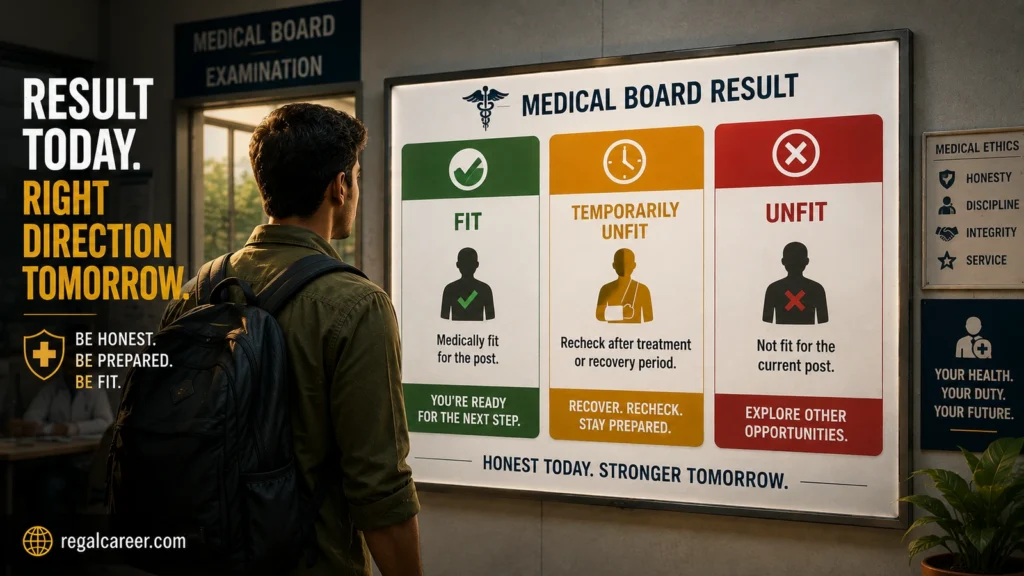 Government job medical board outcomes fit temporarily unfit and unfit with review route