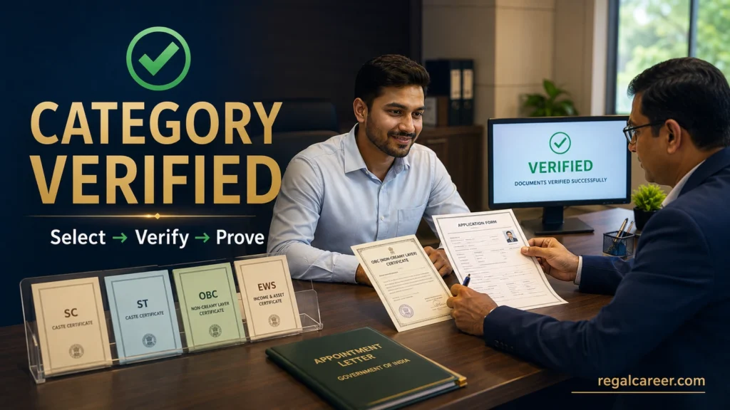 Government job category verification and document check before appointment