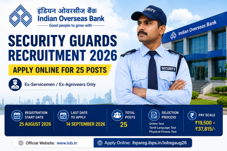 IOB Security Guard Recruitment 2026 for 25 posts