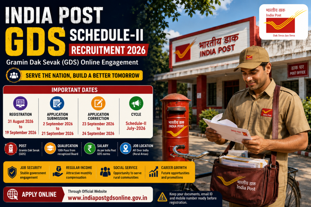 India Post GDS Schedule-II Recruitment 2026: Apply Online Dates