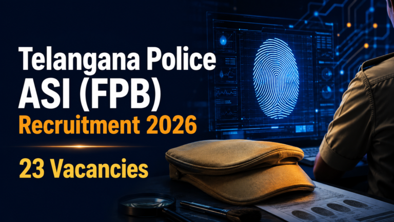 Telangana Police ASI Recruitment 2026 notification for 23 Finger Print Bureau vacancies