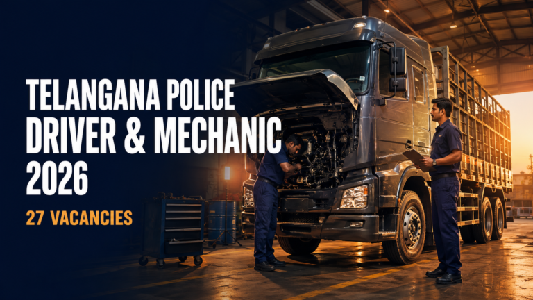 Telangana Police Driver and Mechanic Recruitment 2026 notification for 27 vacancies